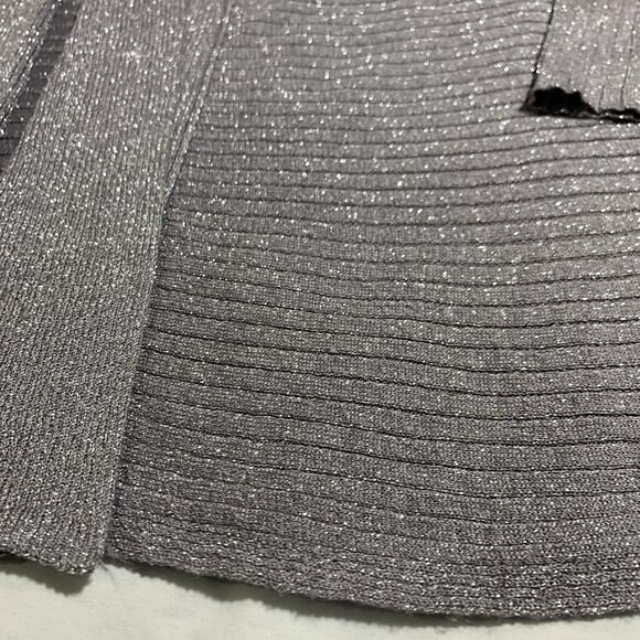 JM Collection Cardigan Women's XL Open Front Gray Silver Sparkle Glitter Stretch - Picture 5 of 13